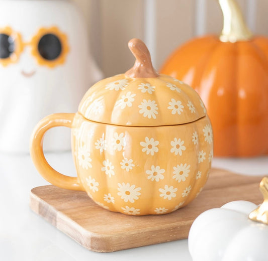 Mug citrouille fleuri